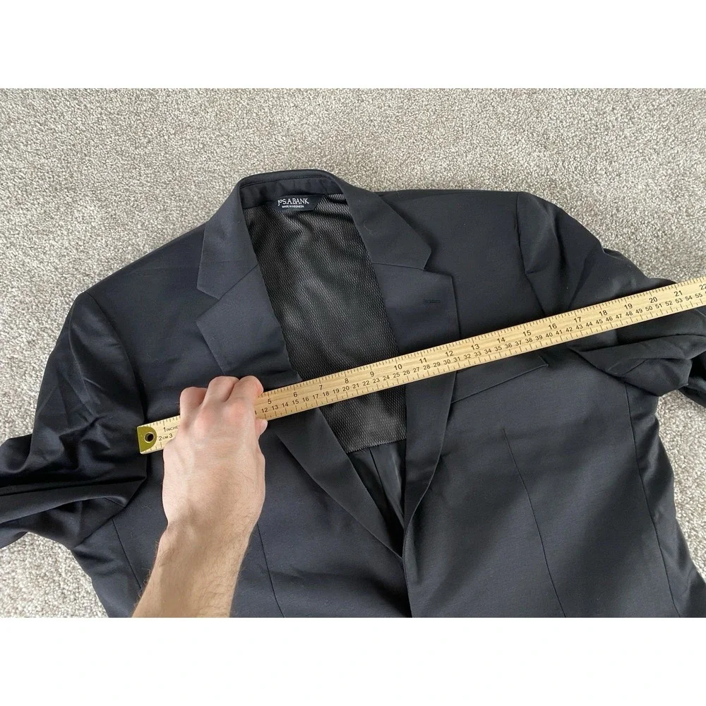 Jos A Bank Traveler Tech Blazer Black Men 40L Wool/Polyester Stretch Slim Preppy